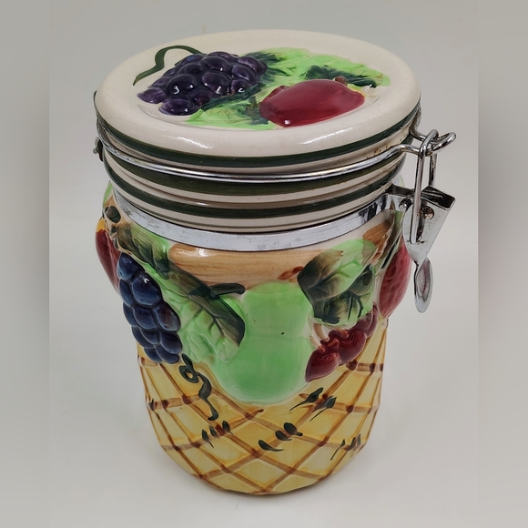 Gourmet Canister Other - Vintage Fruit Ceramic Lock Canister Retro Kitchen